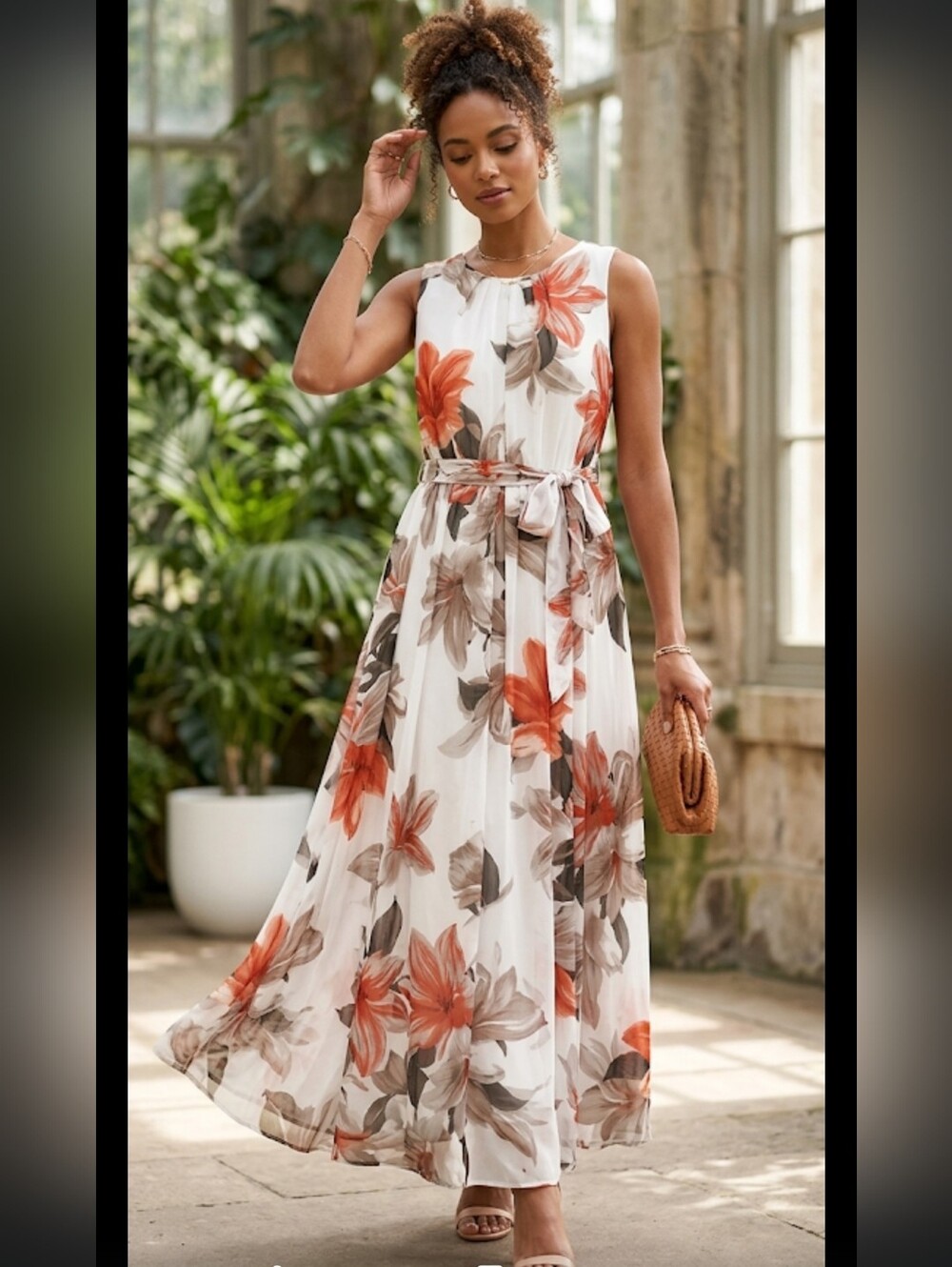 NEW! BEAUTIFUL KATE AND LILY Floral Sleeveless Long Dress Size 8.